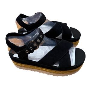 Ugg NWT Aubrey Ankle Women's 9 black suede Platform slingback Sandals shoes NIB